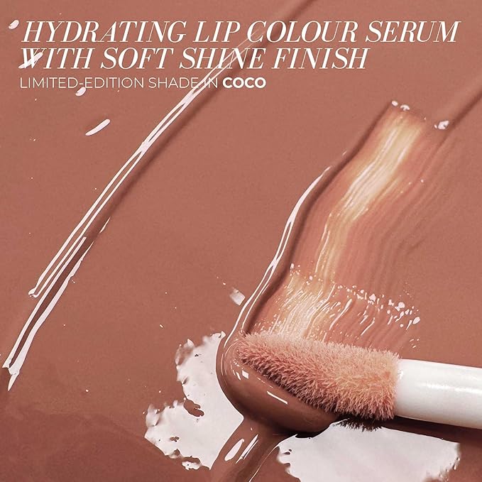 FITGLOW Beauty Lip Colour Serum | Hydrating Lip Gloss | Plumping Anti-Aging Lip Treatment | Natural Shine with Pomegranate Sterols & Collagen | Buildable Color for Dry Chapped Lips | Coco - 10g
