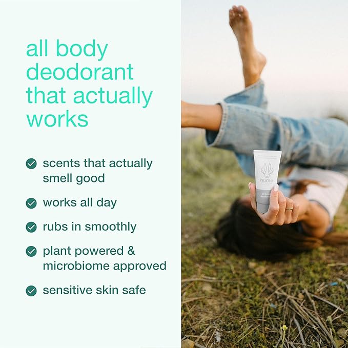 Hume Supernatural Invisible Whole Body Deodorant Balm - Full Body Protection - Aluminum Free, No Baking Soda - Anti-Chafing Odor Control - Clinically Tested on Sensitive Skin (Fragrance Free, 3-Pack)