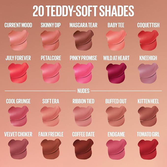 MAYBELLINE Super Stay Teddy Lip Tint, Long Lasting Matte Lipstick for Up To 12HR Wear, Velvet Choker, 1 Count