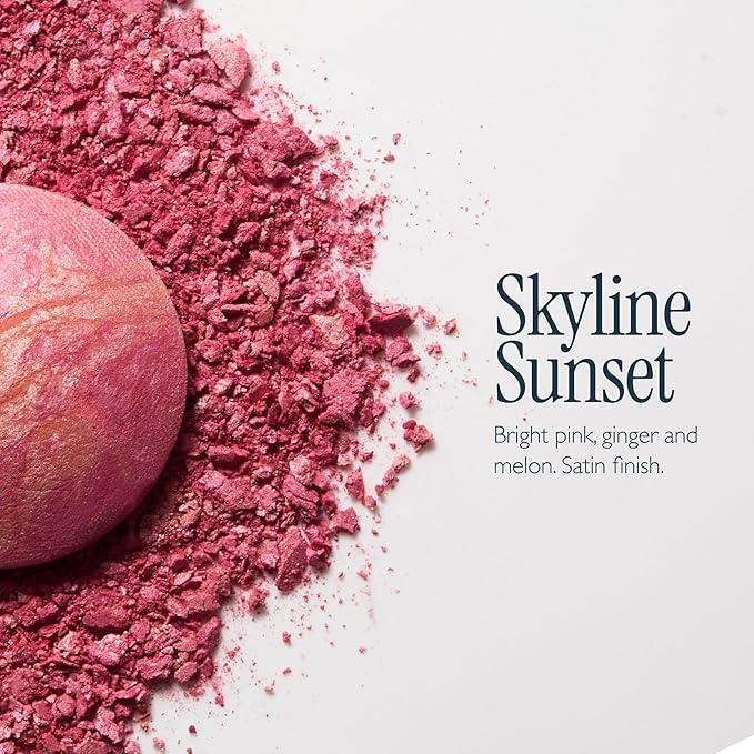 LAURA GELLER NEW YORK Holiday 2025 Limited Edition Baked Blush-n-Brighten Marbleized Blush - Skyline Sunset - Pink Color for Cheeks (01 Skyline Sunset)