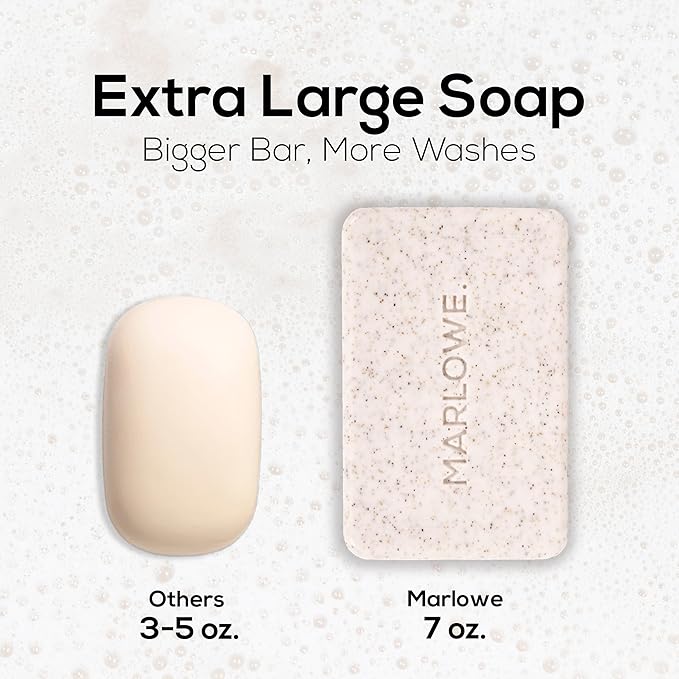 MARLOWE. No. 102 Body Scrub Soap 7 oz (6 Bars), Santal, Exfoliating Soap Bar with Shea Butter, Olive Oil & Green Tea Extracts, Cleanses, Smooths & Revitalizes Skin, Warm Amber, Spice & Citron Scent