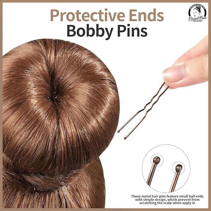 Teenitor Hair Bun Maker for Kids Girls - Hair Donuts, Ballet Bun in 4 Sizes, Light Brown