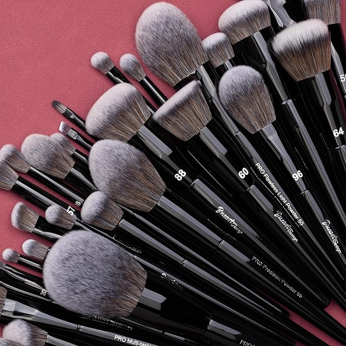 Bueart Design 32Pcs PRO Grade Makeup Brushes Set with Super large Holder, Premium Ultra-soft Synthetic Foundation Contour Powder Blush Concealer Eyeshadow Classic Black Make up Brush