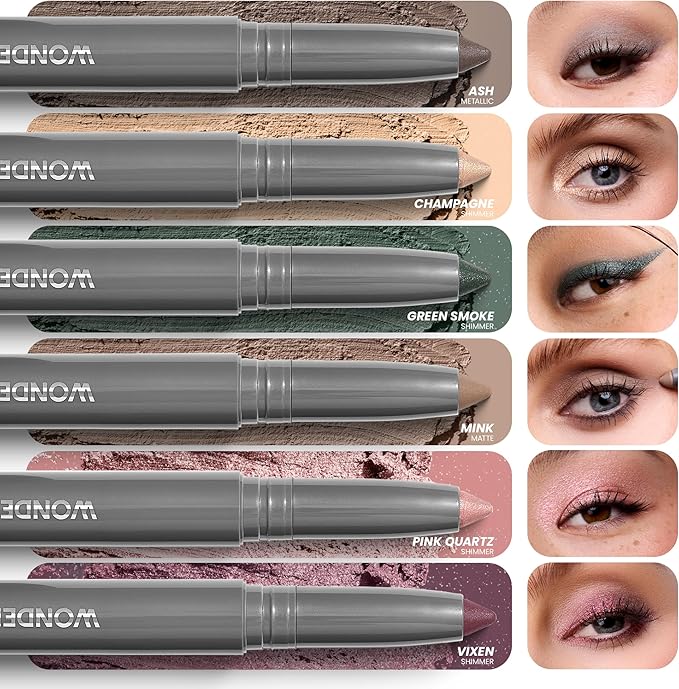 Wonderskin IYKYK Eyeshadow Stick - Longwear Eye Shadow Sticks, Budge-Proof & Waterproof Shimmer Eyeshadow Stick with Built-in Sharpener (Vixen)