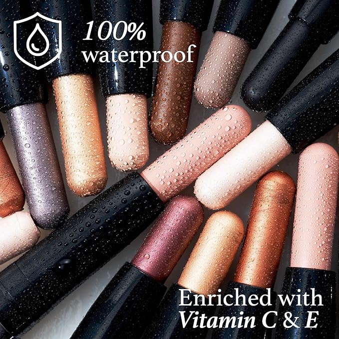 Julep Eyeshadow 101 Crème-to-Powder Waterproof Eyeshadow Stick Duo – Long-Lasting, Crease-Proof, Easy Apply with Built-in Smudger - Champagne Shimmer and Pearl Shimmer