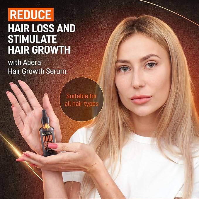 Abera Hair Growth Serum 1.69 fl oz for Hair Loss, Natural Hair Regrowth Treatment for Hair & Beard with Biotin & Castor Oil | Extra Strength & Bigger Size
