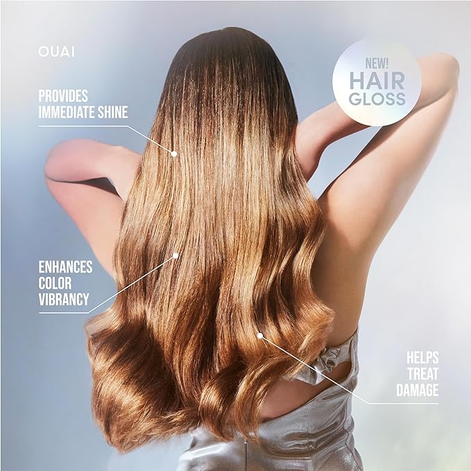 OUAI Hair Gloss - In-Shower Shiny Hair Treatment & Glaze with Frizz Control - Heat Protectant Infused with Hyaluronic Acid, Rice Water & Panthenol - Paraben, Phthalate & Sulfate Free (6 Oz)