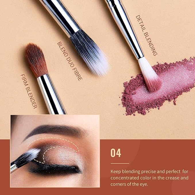 Jessup Eyeshadow Brush Set Professional Eye Blending Brushes for Lid Small Fluffy Soft Eye Brushes 10pcs, T331