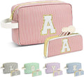 Travel Makeup Bag Christmas Gifts for Women Girl Teens, Personalized Initial Makeup Bag for Cute Teen Girls, Preppy Stuff Toiletry Bag Cosmetic Bag, Teen Girls Gift Trendy Stuff, Letter A