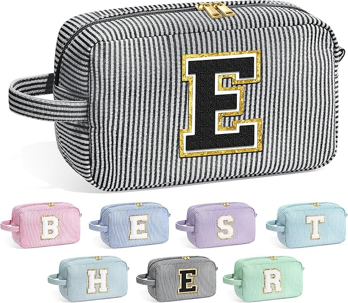 YOOLIFE Bridesmaid Proposal Gifts - Bridal Shower Gifts, Bridesmaid Gifts for Wedding Day, Maid of Honor Gifts, Bride To Be Gifts, Bachelorette Party Gift for Bride, Initial Makeup Bags for Women E
