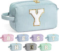 YOOLIFE Monogram Initial Makeup Bag - Toiletry Pouch for Mom, Bridesmaid, Best Friend, Sister, Teacher; Personalized Gift for Women