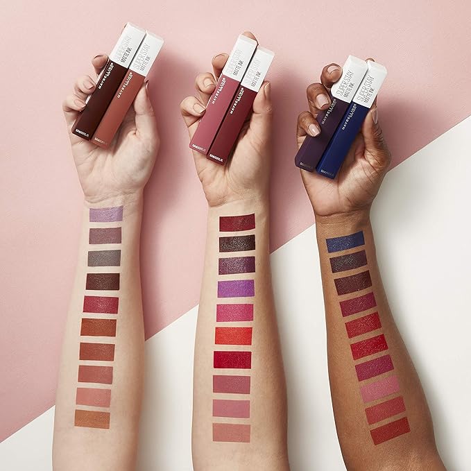 Maybelline Super Stay Matte Ink Liquid Lipstick Makeup, Long Lasting High Impact Color, Up to 16H Wear, Founder, Cranberry Red, 1 Count, Packaging May Vary