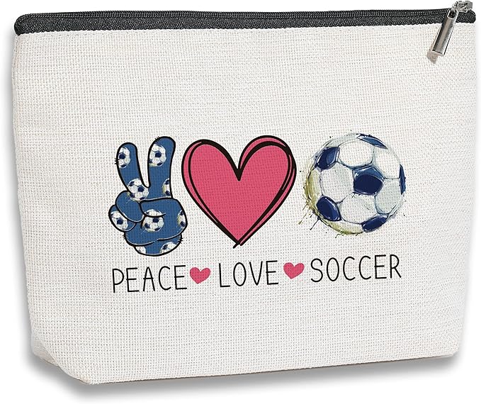 Soccer Gifts Makeup Bag, Coach & Team Gifts for Football Lovers, Cosmetic Bags for Women Girls, Birthday Christmas Gifts for Mom Friends Female, Soccer Stuff Accessories