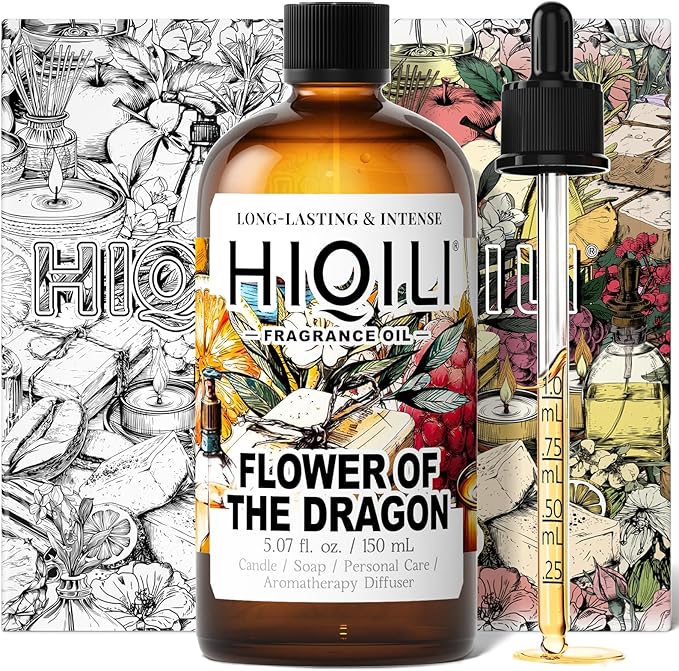 HIQILI Flower of The Dragon Fragrance Oil for Diffuser, Inspired by Td.Orient Fiore-deDrago, Candle, Soap, Perfume & Linen Spray Making, Vanilla Cream Scent, Long-Lasting Aroma - 5.07 Fl Oz