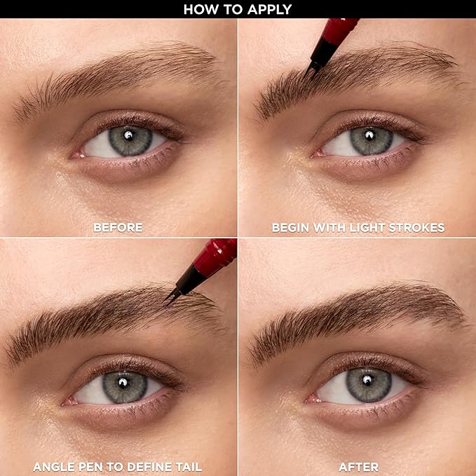 L'Oreal Paris Faux Brow, Hair-Like, Filling Eyebrow Pen with Double-Brush Tip, Fast & Precise Eyebrow Makeup, Auburn, 0.04 Fl Oz