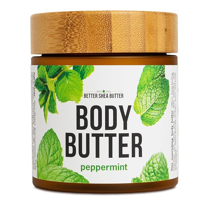 Peppermint Body Lotion | Moisturizer for Dry Skin | with Raw Shea Butter and Jojoba Oil | No Synthetic Fragrances, Non-Greasy Body Cream for Men and Women | 8 oz