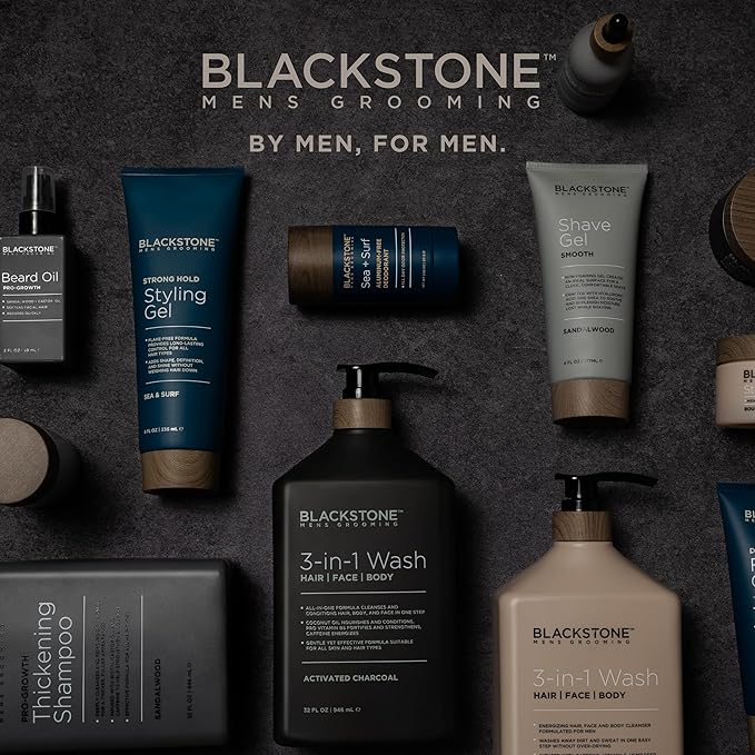 Blackstone Men's Grooming Hair Thickening Pomade - Pliable Hold with Matte Finish | Paraben & Cruelty-Free | Made in USA, Sea + Surf Scent (4 Oz, 2 Pack)