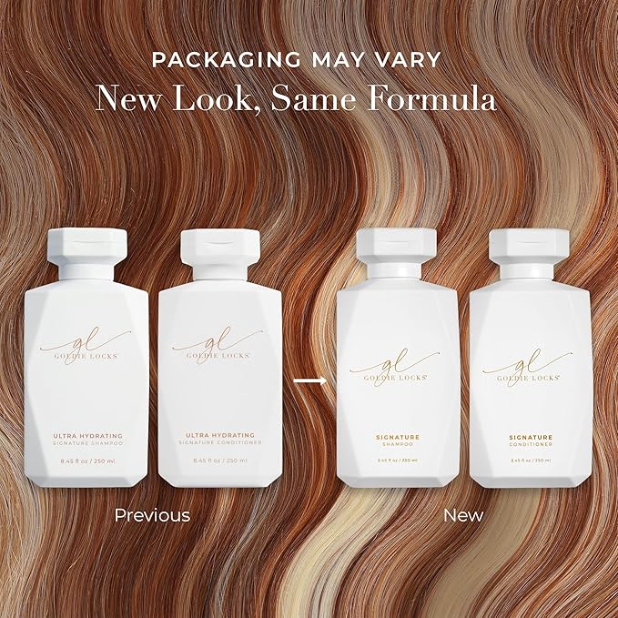 Goldie Locks Ultra Hydrating Shampoo & Conditioner Set - Sulfate-Free, Paraben-Free - for Frizz Control, Shine & Strength - Color & Extension Safe - Protein-Free - 2 x 8.45 fl oz (Packaging May Vary)