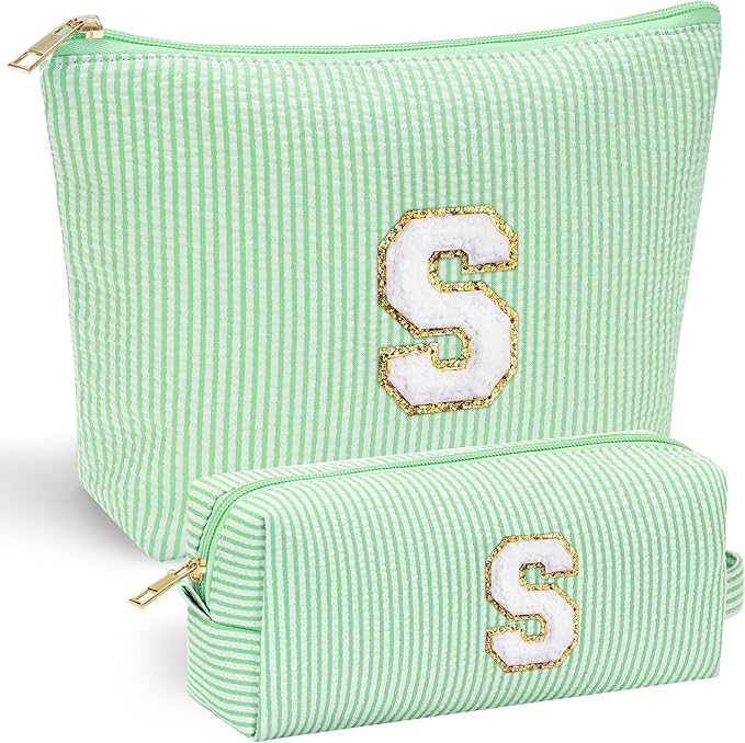 YOOLIFE Cute Makeup Bag for Girls Women Cosmetic Bags for Girls | Initial Make Up Bag | Personalized Gifts for Women Her | Bridal Shower Gifts | Christmas Gifts for Girls | Tween Girls Trendy Stuff S