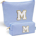 YOOLIFE Initial Makeup Bag | Makeup Bag | Travel Cosmetic Bag | Birthday Gifts for Girls | Teen Girl Gifts Trendy Stuff | Birthday Gifts for 4 5 6 7 8 9 10 11 12 13 Year Old Girls | Blue M