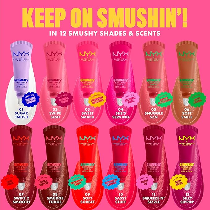 NYX PROFESSIONAL MAKEUP Smushy Matte Lip Balm, Tinted Lip Moisturizer with Soft, Matte Finish - Swipe 2 Smooth (Cherry Cola Brown)