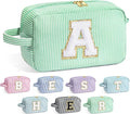 YOOLIFE Valentines Day Gifts - Valentines Day Gifts for Her, Personalized Birthday Gifts for Women Her Mom Girlfriend Wife Best Friend Teacher Sister Daughter, Monogram Initial Green Makeup Bag A