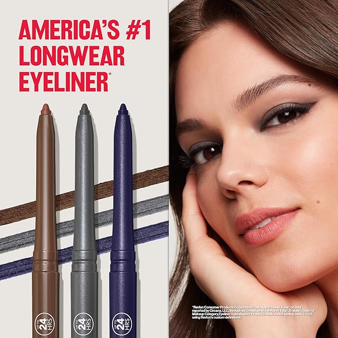 REVLON ColorStay Pencil Waterproof Eyeliner, Smudge-Proof, Eye Makeup with Built-In Sharpener, Packaging May Vary, 205 Sapphire, 0.01 oz