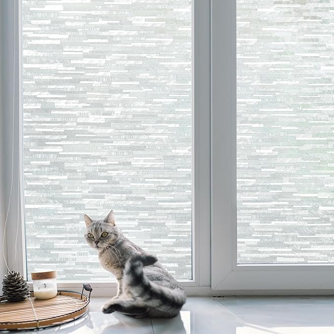 Volcanics Window Privacy Film with Installation Tools, Frosted Glass Window Film, Removable Window Clings for Home Office, Static Cling Opaque Stickers, UV Blocking 35.4 x 78.7 Inches
