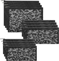 12 Pieces Zipper Nylon Mesh Pouch, Mesh Cosmetic Bags Makeup Bags Pencil Case, Multipurpose Travel Bags for Cosmetic School Office Supplies and Travel Accessories (Black Lace, Assorted Sizes)