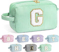 YOOLIFE Graduation Gifts for Women Teen Girls - Graduation Gifts for Her, Graduation Party Favor, Personalized Monogram Initial Green Makeup Bag for Teen Girl Gifts Trendy Stuff, Girls Makeup Bag G