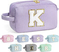 YOOLIFE Birthday Gifts for 4 5 6 7 8 9 10 11 12 13 14 15 16 Year Old Girl Gifts, Purple Gifts for Women Teen Girls Kids Her Daughter, Monogram Initial Girls Makeup Bag, Letter K