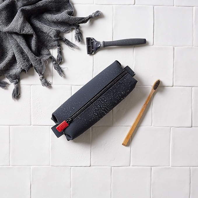 TOOLETRIES The Koby Mini Kit - Silicone Toiletry Organizer, Bathroom Travel Bag - Features Heavy-Duty Zipper, Leak Resistance, Easy to Clean - Charcoal