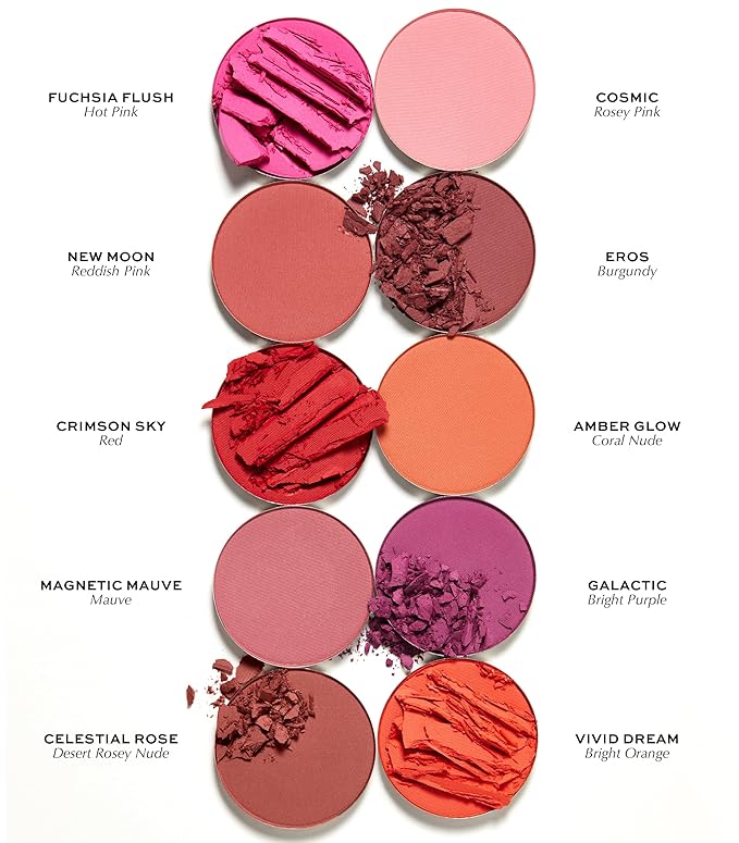 MAKE Beauty Skin Mimetic Microsuede Blush - Matte Powder Blush for Cheeks with Long Lasting Color - Non Comedogenic, Travel Size Makeup Single Palette. Shade - Cosmic (Pink)