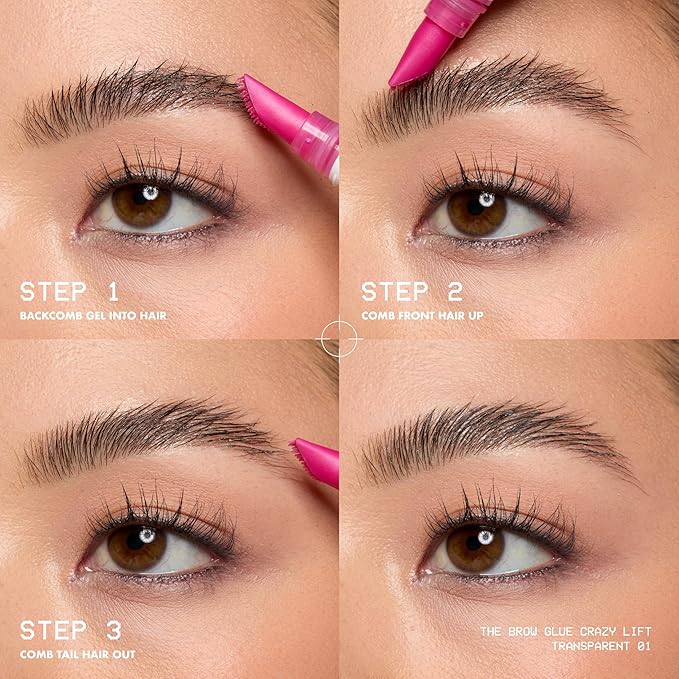 NYX PROFESSIONAL MAKEUP The Brow Glue Crazy Lift, Brow Lamination Gel with 16HR Strong Hold & Built-In Styling Comb - Clear Eyebrow Gel