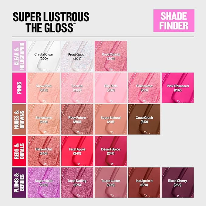 Revlon Super Lustrous Lip Gloss, Non-Sticky, Hydrating, High Shine Finish, 304 Frost Queen, 0.13 oz