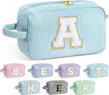 YOOLIFE Gifts for Women - Birthday & Graduation Gifts, Mother's Day & Teacher Appreciation, Personalized Initial Blue Makeup Bag