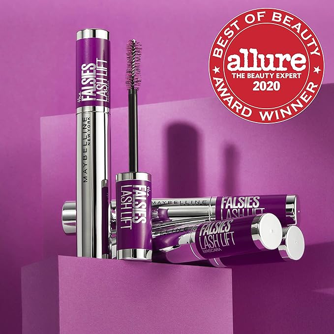 Maybelline The Falsies Lash Lift Washable Mascara Volumizing, Lengthening, Lifting, Curling, Multiplying, Eye Makeup, Very Black, 1 Count