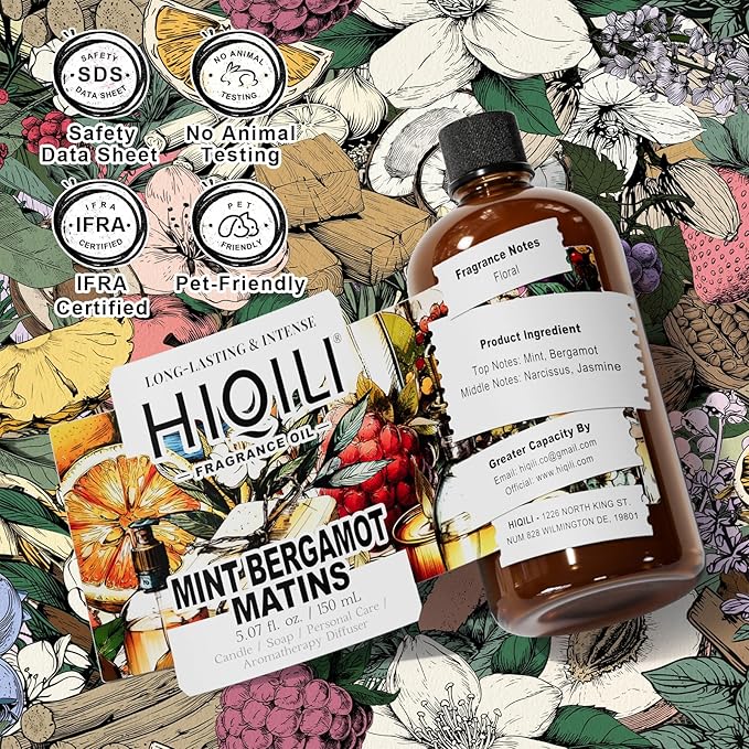 HIQILI Mint Bergamot Matins Fragrance Oil - 5.07 Fl Oz
