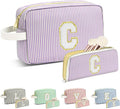 Travel Makeup Bag Christmas Gifts for Women Girl Teens, Personalized Initial Makeup Bag for Cute Teen Girls, Preppy Stuff Toiletry Bag Cosmetic Bag, Teen Girls Gift Trendy Stuff, Letter C