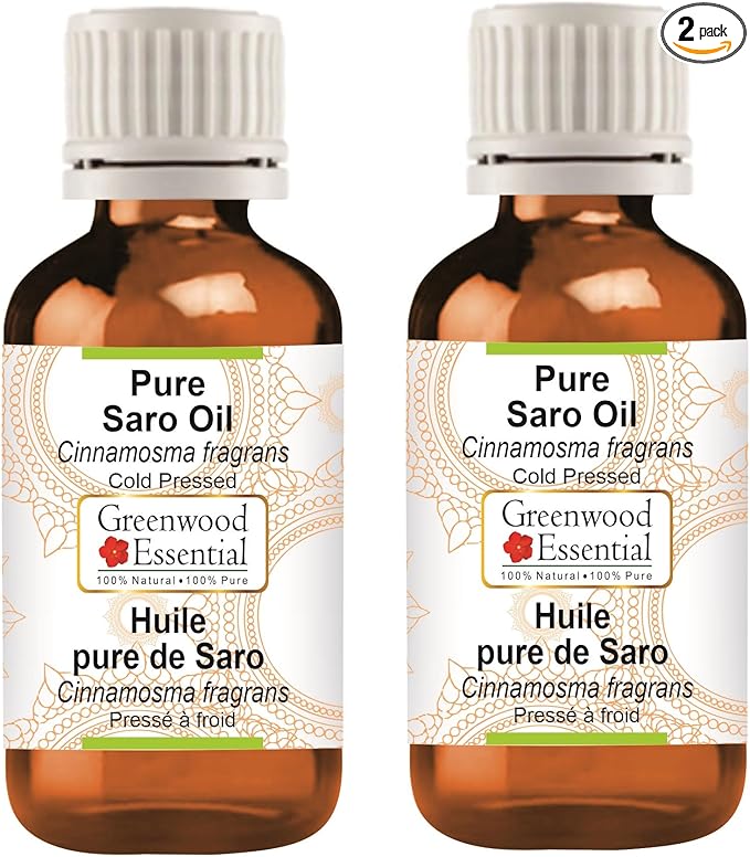 Greenwood Essential Pure Saro Essential Oil (Cinnamosma fragrans) Steam Distilled (Pack of Two) 100ml X 2 (6.76 oz)