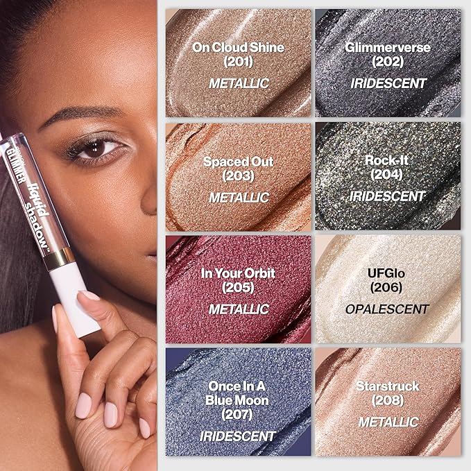 REVLON Glimmer Liquid Shadow, Smudge-Proof Shimmer Eyeshadow Makeup, Long Lasting, High Pigment, 206 UFGlo