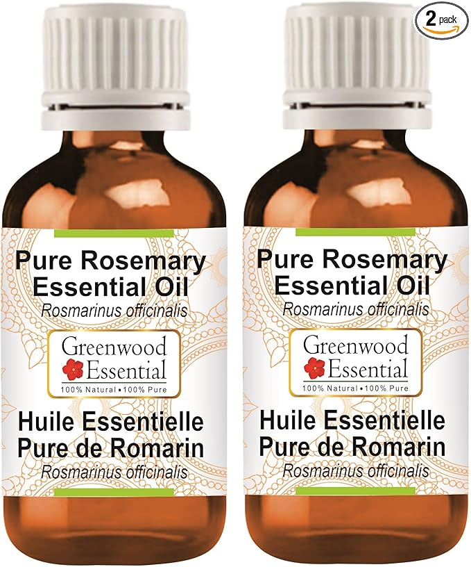 Greenwood Essential Pure Rosemary Essential Oil (Rosmarinus officinalis) Steam Distilled (Pack of Two) 100ml X 2 (6.76 oz)