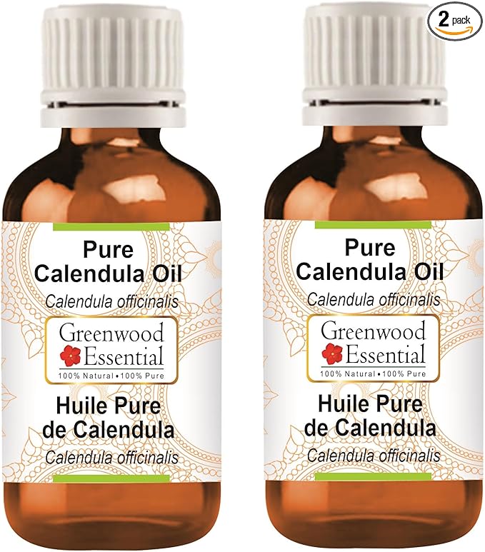 Greenwood Essential Pure Calendula oil (Calendula officinalis) Natural Therapeutic Grade (pack of Two) 100ml X 2 (6.76 oz)