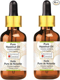 Greenwood Essential Pure Hazelnut Oil (Corylus avellana) with Glass Dropper Cold Pressed (Pack of Two) 100ml X 2 (6.76 oz)