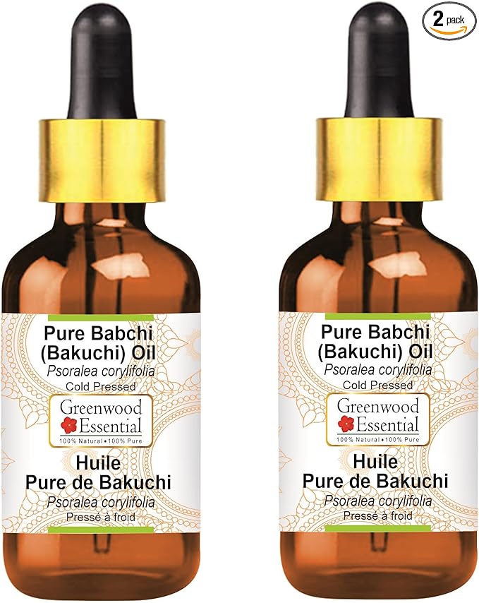 Greenwood Essential Babchi (Bakuchi) Oil (Psoralea corylifolia) with Glass Dropper | Cold Pressed | Natural | Undiluted | For Diluting Essential Oils | For Skin & Massage | Unisex |100ml X 2 (6.76 oz)