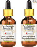 Greenwood Essential Pure Petitgrain Essential Oil (Citrus aurantium Amara) with Glass Dropper Steam Distilled (Pack of Two) 100ml X 2 (6.76 oz)