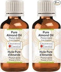 Greenwood Essential Pure Almond Oil (Prunus dulcis) Cold Pressed (Pack of Two) 100ml X 2 (6.76 oz)