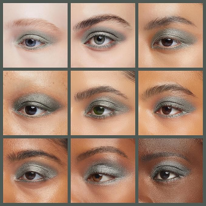 Counterfeit Shimmering Deep Forest Green Blue Grey Pressed Powder Single Vegan Eyeshadow; Talc, Paraben & Cruelty Free