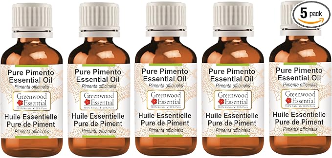 Greenwood Essential Pure Pimento Essential Oil (Pimenta officinalis) Steam Distilled (Pack of Five) 100ml X 5(16.9 oz)